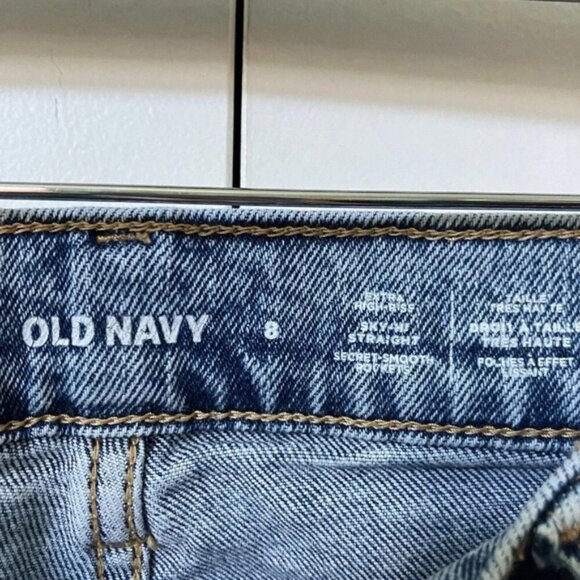 Old Navy Sky Hi Rita Straight Leg Distressed Jeans Womens 8 - Picture 3 of 6